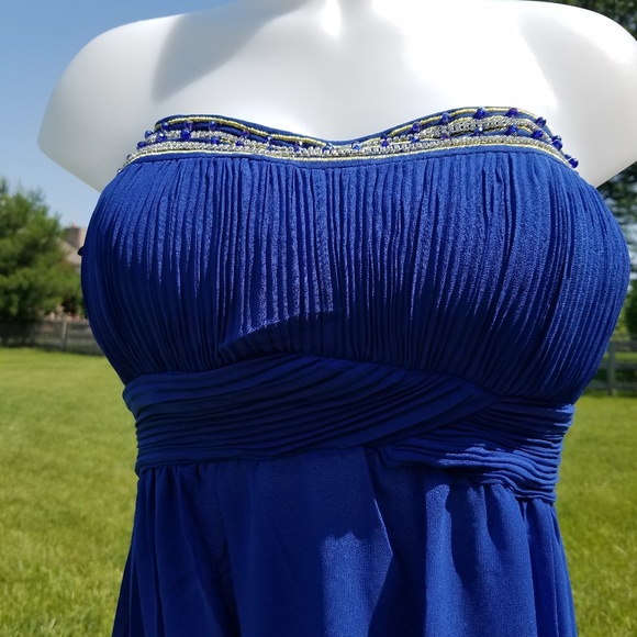 Sweet Girl Blue Strapless Chiffon Summer Dress - Picture 2 of 3